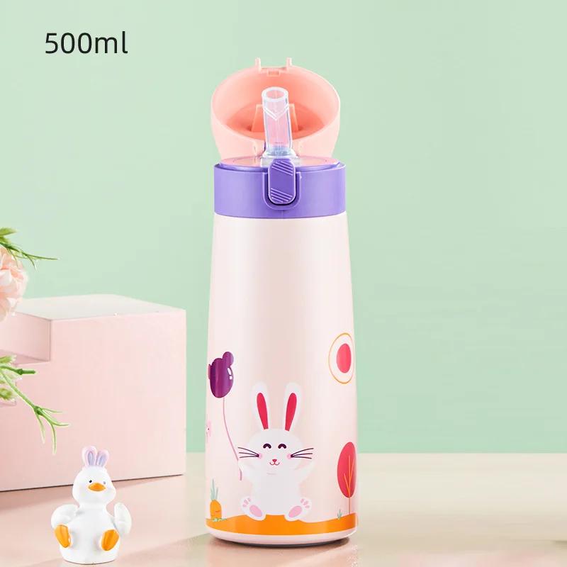 

Stainless Steel Straw Insulated Cup with Box Cartoon Leak Proof Vacuum Bottle Children s Insulated Water Bottle Insulated Cup 500ml