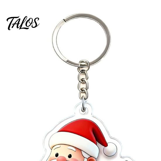 Santa Claus Bag Charms Cartoon Acrylic Keychain, Double-sided Christmas Key Winter Backpack Accessories Ring, Pendant Charm for Handbag Purse Holders