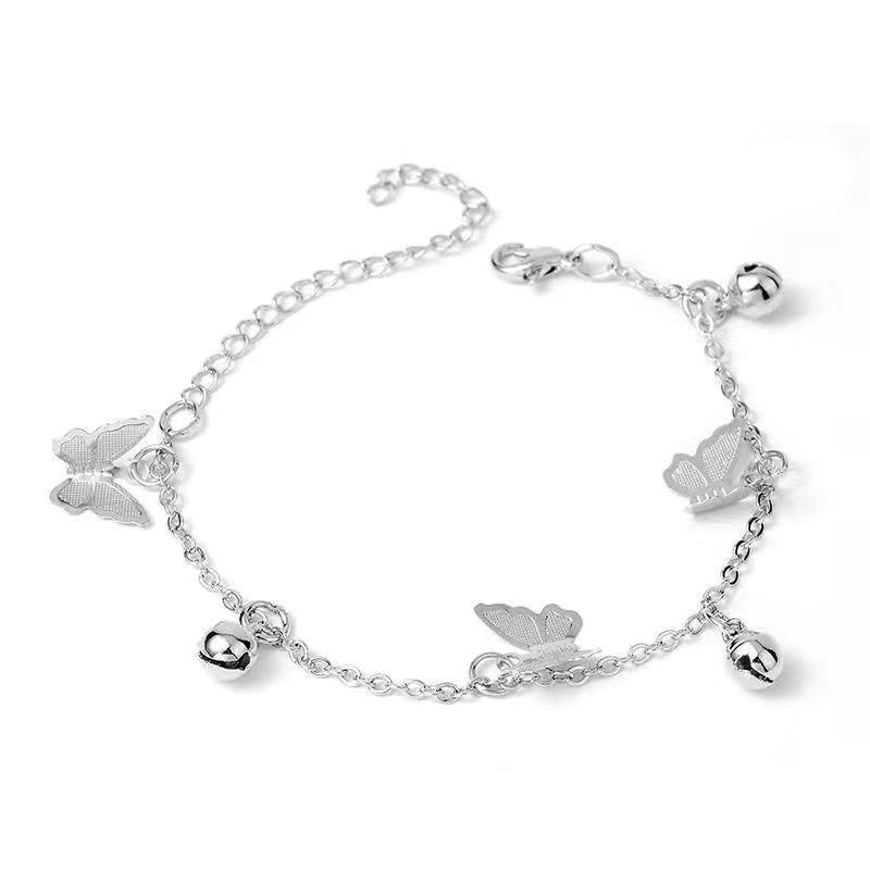 Pretty Butterfly Bell Pendant Chain Bracelet Exquisite Charm Adjustable Wedding Bangle Cute Women Lady Jewelry Party Gift