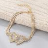 Personalized Trendy European & American Double Heart Sparkling Diamond Bracelet - Popular Women's Beach Accessory