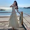 Niche light luxury suspender dress for women's new seaside vacation ruffle leaf edge temperament high-end fishtail dress
