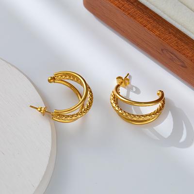 High-end Temperament C-shaped Circle Earrings Personalized Hammered Earrings for Women