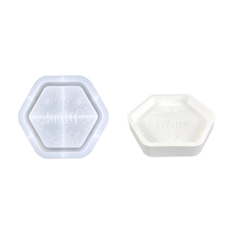 Plateau de rangement, moule en silicone, plaque de présentation de bijoux, moules de dessous de verre ronds/hexagonaux/carrés, moules en résine époxy pour la fête des mères, artisanat
