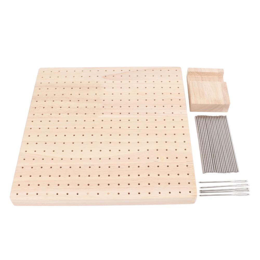 

Precise Shape Wooden Blocking Board Square with Pins Knitting Tool Durable Holed Blocking Mat Crochet Craft