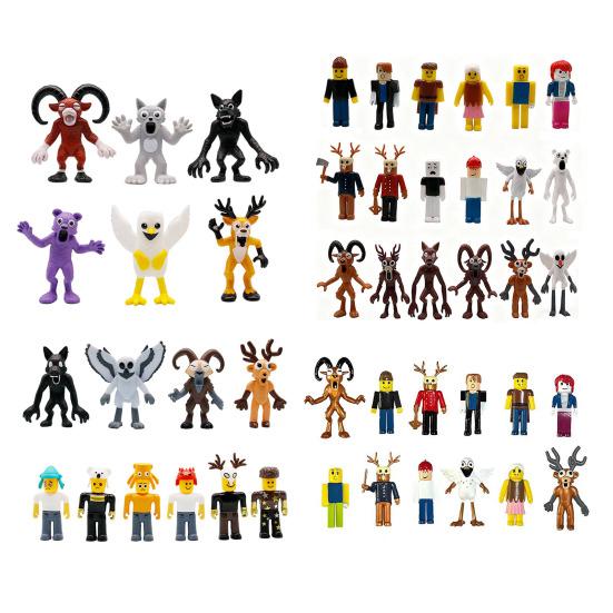 6/10/12/18Pcs Survival Horror Game Action Figure Cartoon Deer Owl Wolf Men Figurine Statue Decoration Ornament Forest Night Game Fans Collectibles