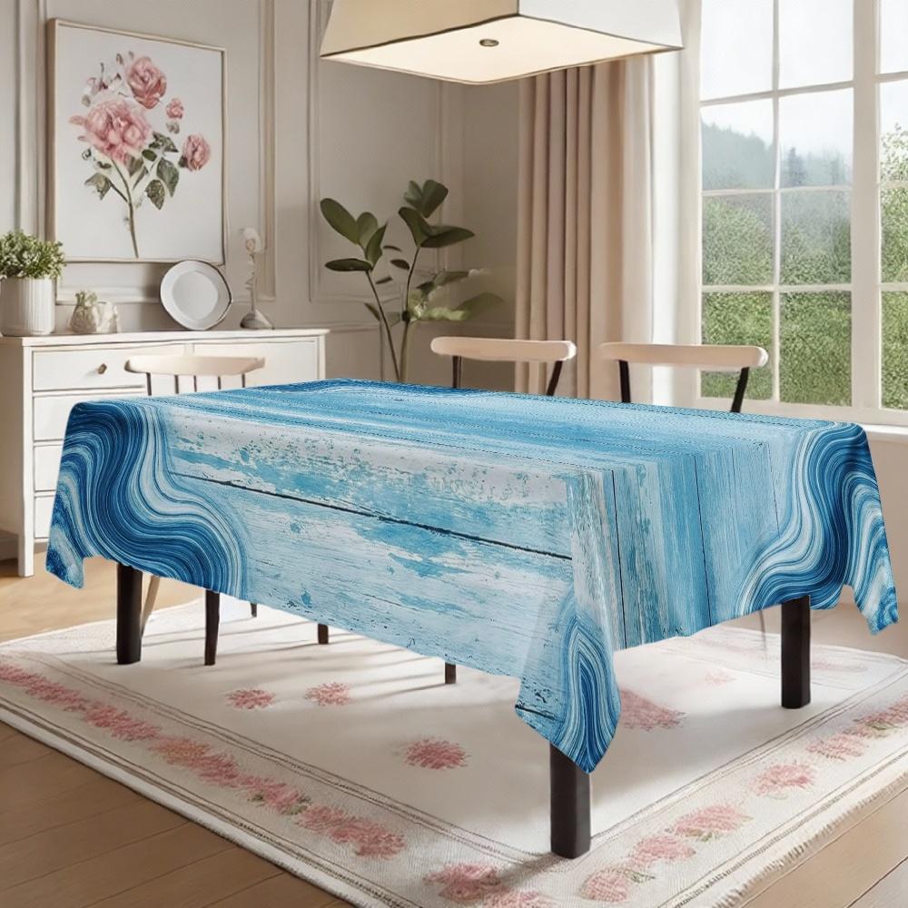 Ocean Wave Pattern Rectangle Tablecloth for Table Decor Kitchen Dining Waterproof Reusable Tablecloths for Table Picnic Party