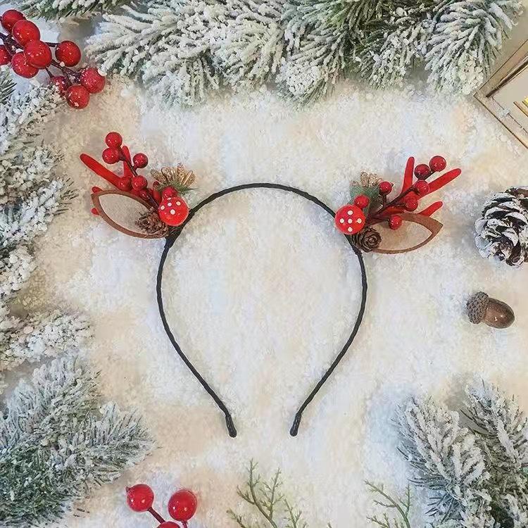Barrette Serre-tête Bois de Faon Style Mori - Accessoire de Cheveux de Noël Mignon d'Inspiration Féerique pour Femmes