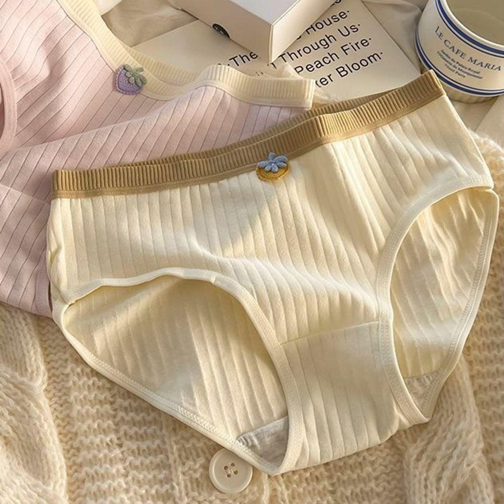 5Pcs Knitted Fabric Seamless Triangle Panties Large Size Mid Waist Underwear Comfortable Daily Wear