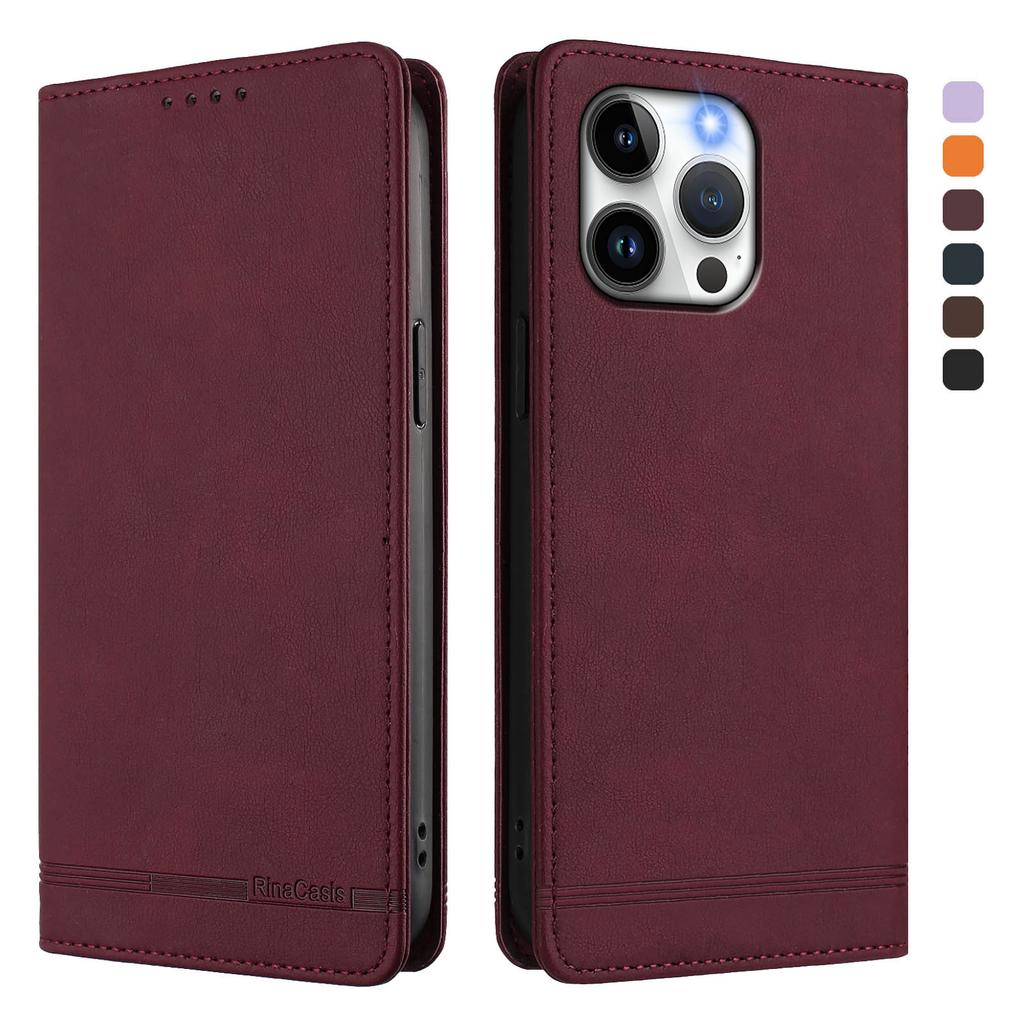 For iPhone 15 Pro Max Case RINACASIS RC23 RFID Blocking Wallet Stand PU Leather Phone Cover