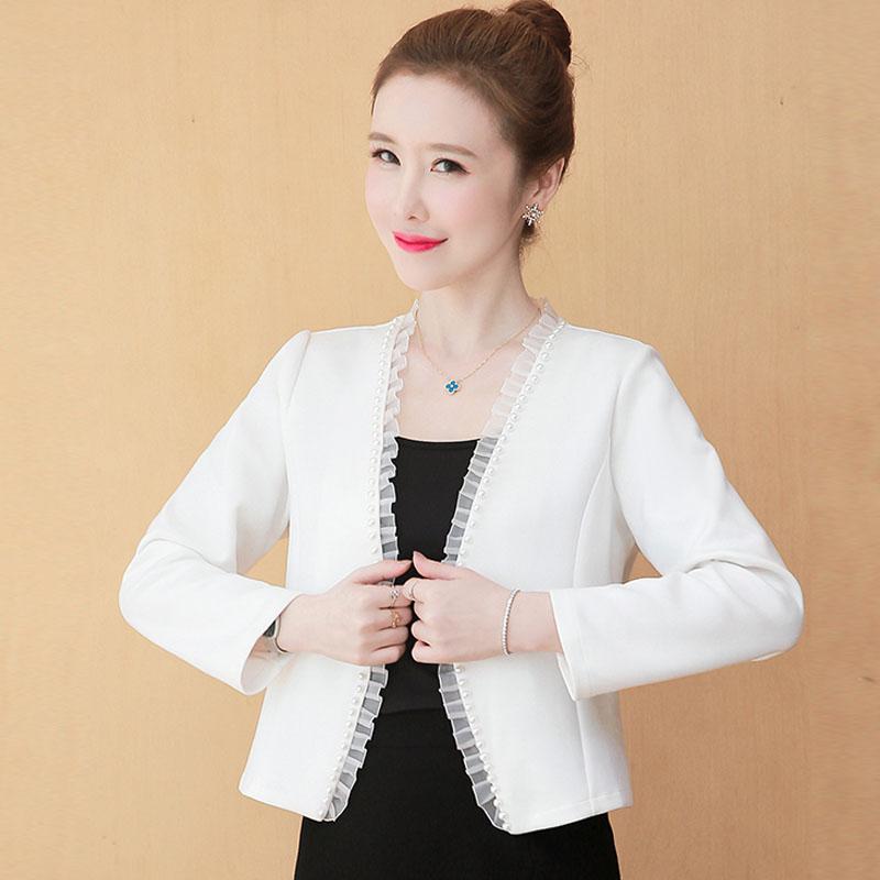 Mote langermet rød svart hvit cardigan kort kvinner jakke kåpe J137