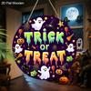 JIT 1pc 2D Flat 'trick or Treat' Halloween Theme Wooden Decorative Signs & Plaque, Bohemian Style Wall Hanging Decor, Suitable for Family Front Door