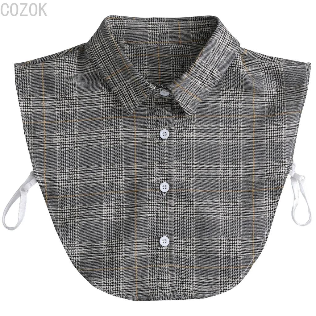 Damen Falscher Kragen Kariertes Hemd Abnehmbare Kragen Einfarbiges Hemd Damenkragen Weiß Mädchen Oberteil Kleidung Dickey-Kragen