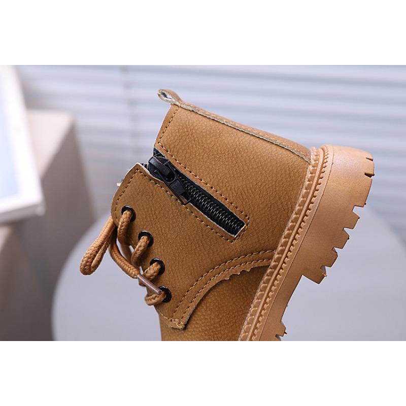 Children's New Fashion British Ankle Boots Boys Side Zipper Stylish Casual Martin Boots Girls Soft Sole