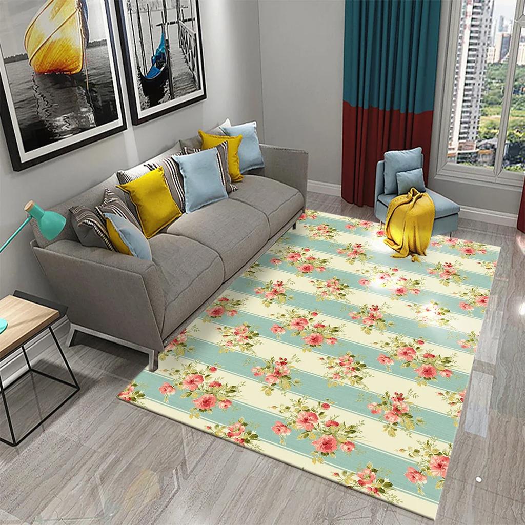 3D Floral Flower Pastoral Carpet Home Decor Entrance Door Mat Living Room Bedroom Entrance Decor Carpet Bathroom Non-slip Mats