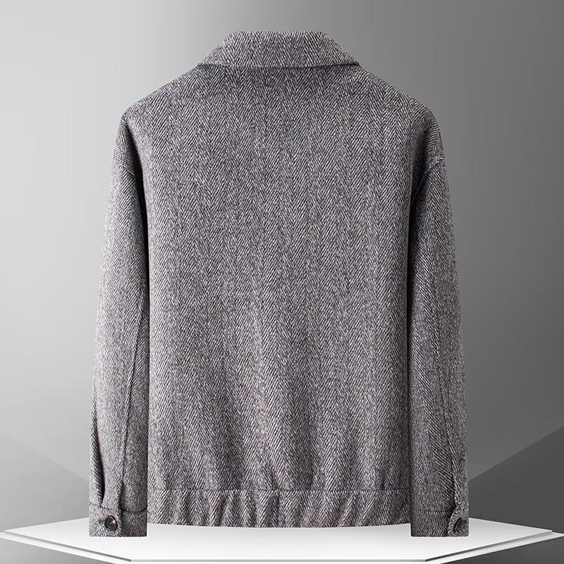 FAPAI Men's Herringbone Wool Blend Short Overcoat