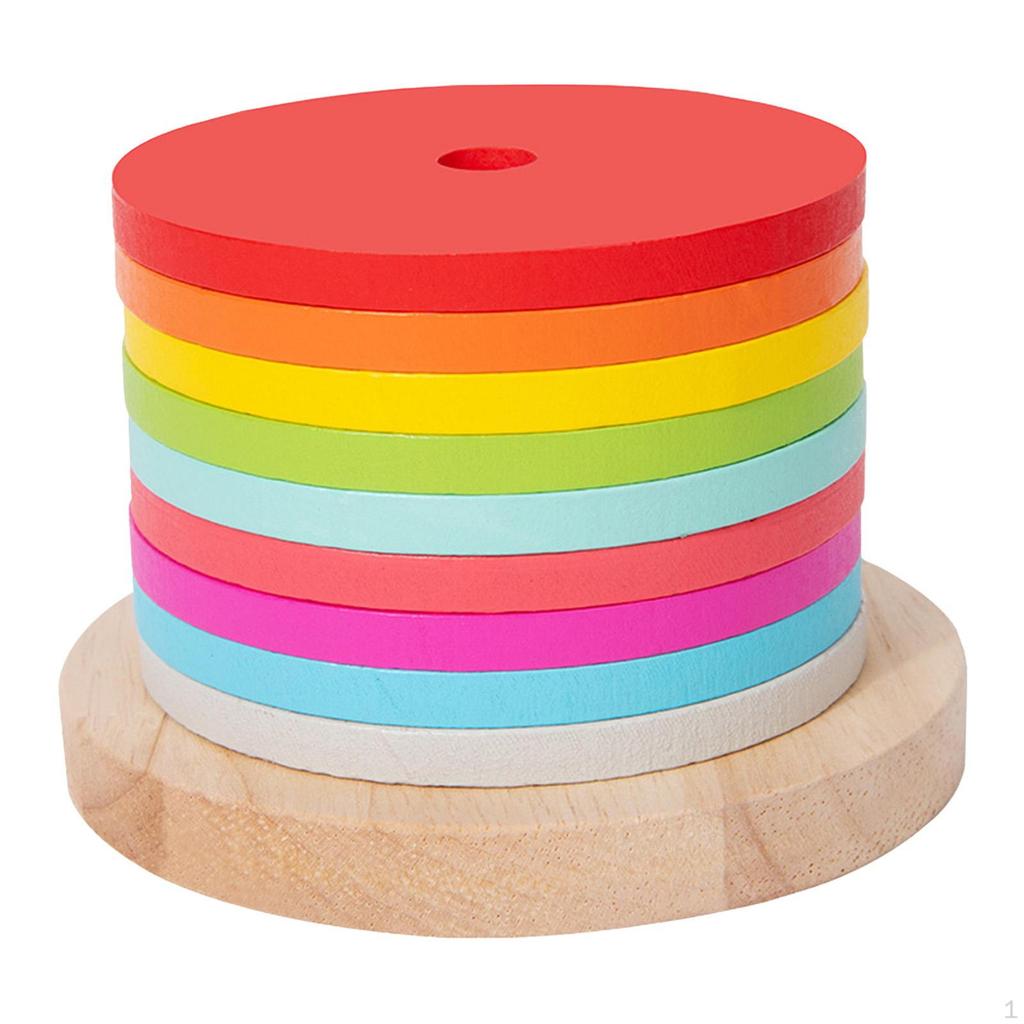 Wooden Sorting Stacking Toy Shape Sorter Puzzles Reusable Multicolor Birthday Round Blocks