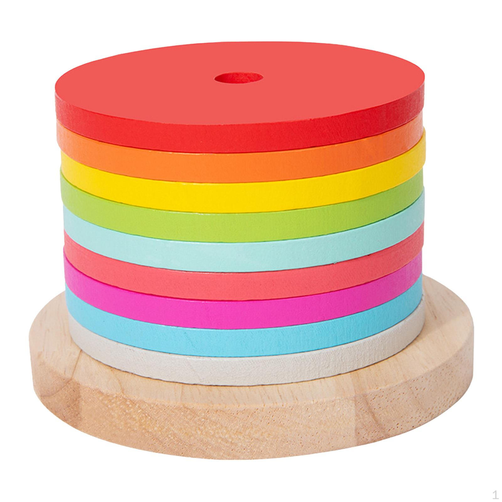 

Деревянная игрушка для сортировки и stacking, сортер форм, пазлы, многоразовые, разноцветные, для дня рождения, круглые блоки