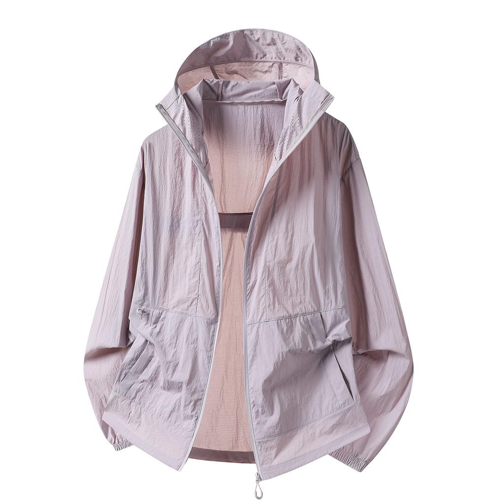 Outdoor lightweight sports hooded charging sunscreen clothing jacket women's light and breathable anti-splashing sunscreen clothing