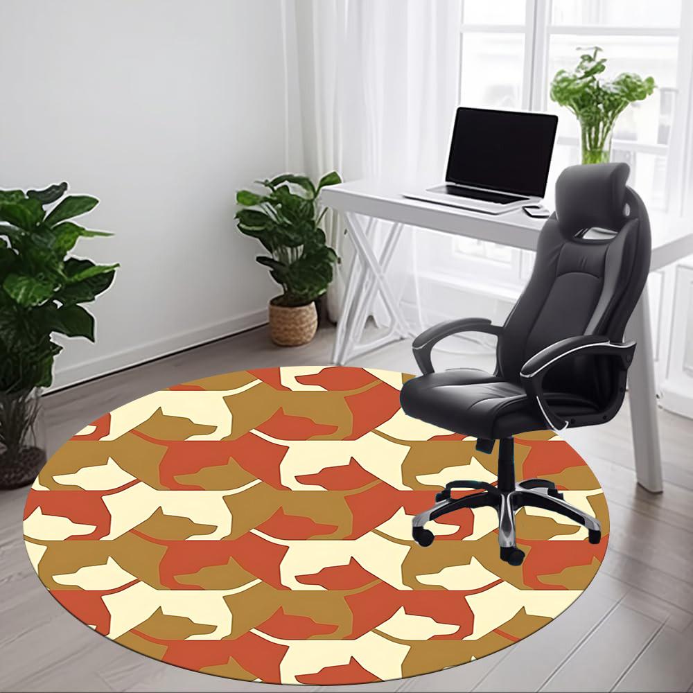 1pc Dogs Pattern Office Round Area Rug, Indoor Mat Suitable For Office, Under Office Chairs Bedroom Living Room Home Decor, Room Deco