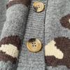 Hirsionsan Soft Knitted Leopard Cardigan Women 2023 Autumn New V Neck Y2k Crop Female Sweater Oversized Warm Ladies Clothes