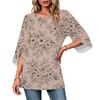 Women's Color Neck Three-Quarter Sleeve Casual Top