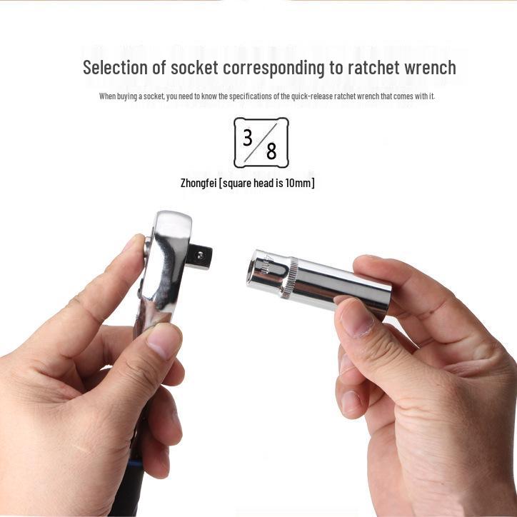 Zhongfei 3/8" 10mm Extended Hex Socket Ratchet Wrench Tool