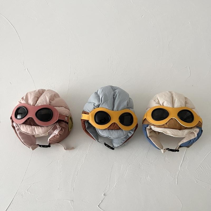 Adjustable Winter Pilot Cap With Goggles Ear Protections For Infants Soft Nylon Flight Hat For Role Play Costumes