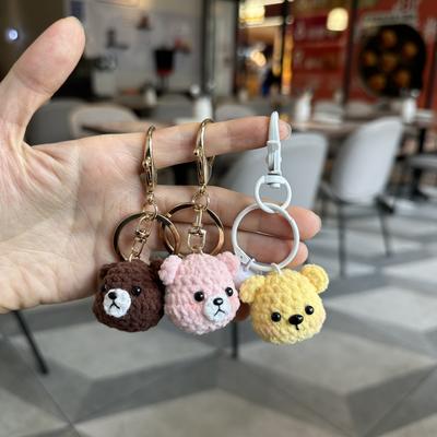 Vente en gros Porte-clés Tête d'Ours Animal Mignon 3,5 cm, Ours Miniatures au Crochet Fait Main Fil de Coton Jouet Ornement Suspendu