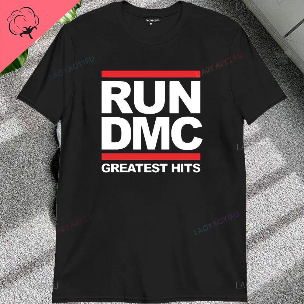 Vintage Run Dmc Hip Hop Rock Muisc Printed Graphic Male Tshirts Short Sleeve Streetwear Loose Women Tshirt Casual Fashion Tees