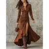 2026 autumn and winter popular European and American slim-fit zipper stand-up collar split-ended long dress