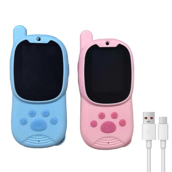 2 Stück Kinder Video-Intercom Spielzeug mit Bildschirm Große Reichweite Handheld Drahtloses Interphon mit Stimmeffekten Innen Außen Jungen Mädchen 2-Wege-Funkgerät Spielzeug
