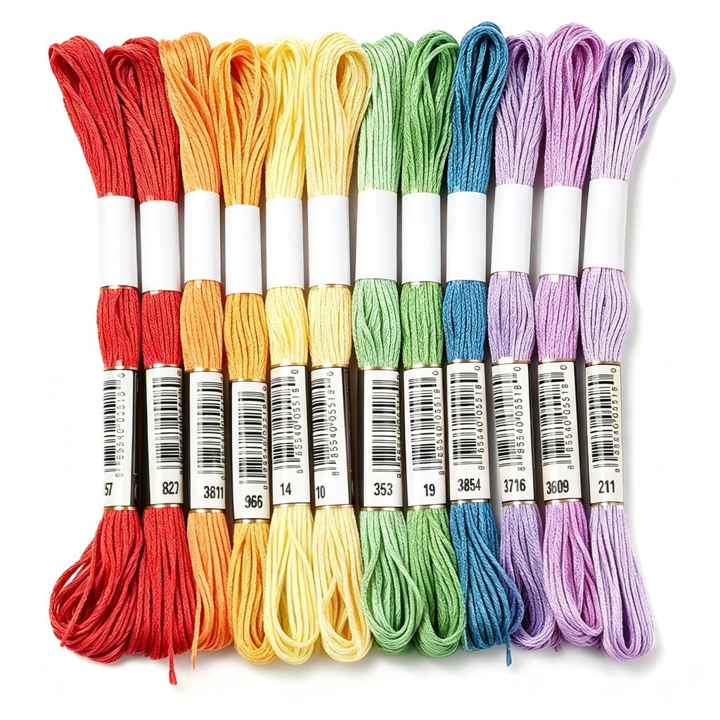 36 ColorsEmbroidery Thread Floss, 100% Long-Staple Cotton Cross Stitch Thread - Colorfast Sewing Thread for Hand Embroidery, Friendship Bracelets, DIY