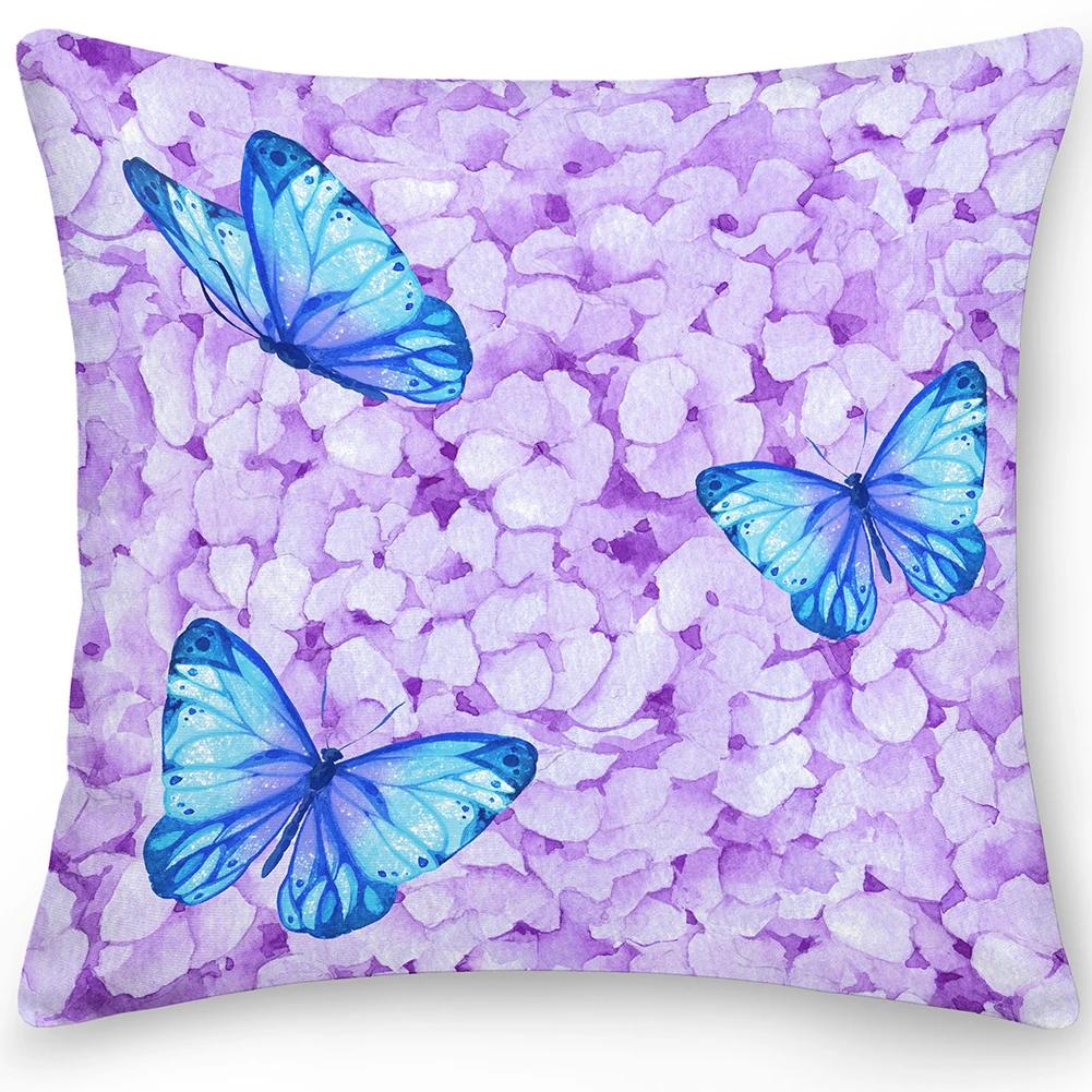 Față de pernă pătrată Pernă Fluture Sofă Decor pentru casă Față-verso Floare