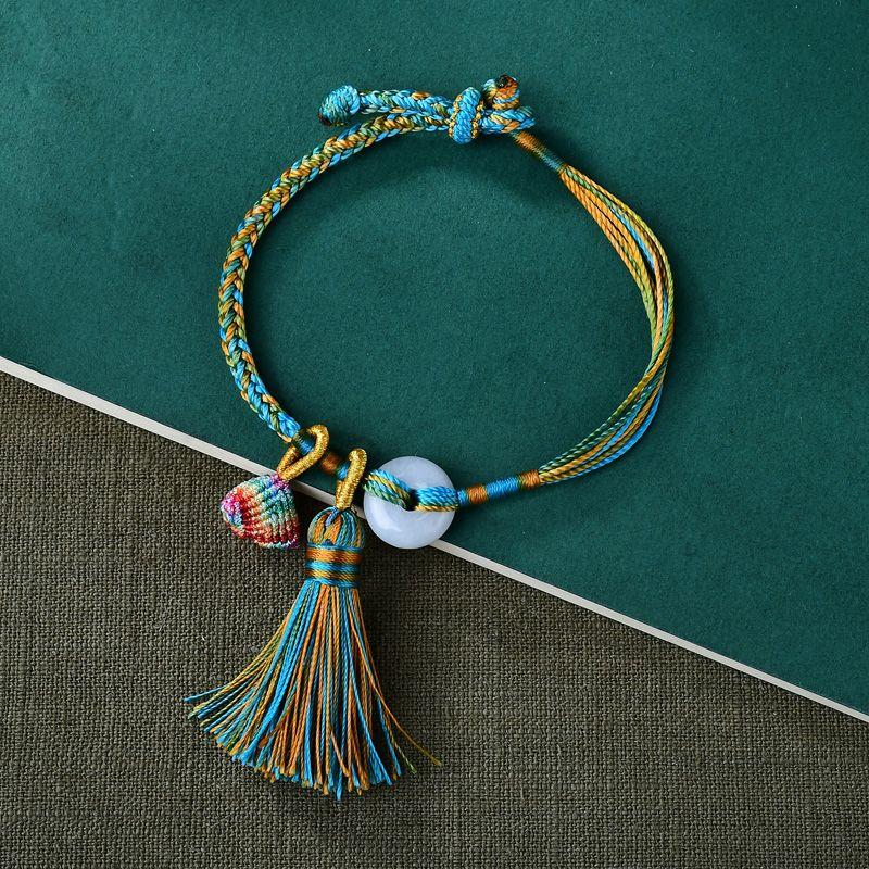 

Новинка Фестиваль лодок-драконов Красочная веревка Этнический стиль Браслет Ручной работы Цветная проволока Цзунцзы Пара Кисточка Китайский Фэшн Ремешок для переноски Green zongzi tassel peace buckle