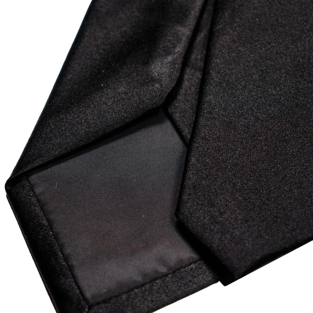 [Michiko London] KOSHINO Black Tie, Formal, Black, Ceremonial, Funeral, Memorial Service, Brand, Satin Weave, Plain, Slim Tie, 7cm, Silk Blend,