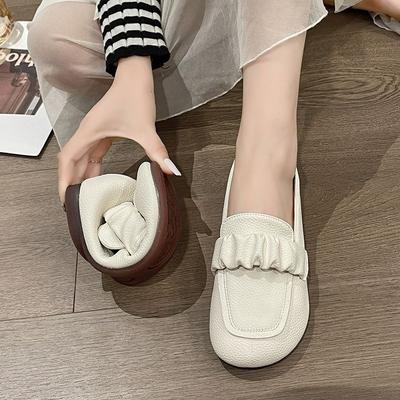 Lässige Einzel-Schuhe Damen Sommer neu weiches Leder Doudou-Schuhe modisch vielseitig weiche Sohle ein Pedal Slipper