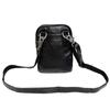 Men'S Genuine Leather Mobile Phone Bag Wearing Belt Waist Bag Multi-Function Shoulder Messenger Bag Black Cowhide Double Zipper Bag