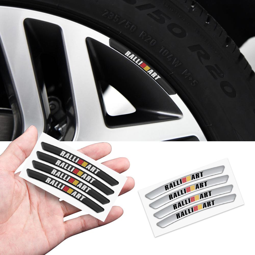 vdpc7 4Pcs Aluminum Car Wheels Rim Stickers Decor Accessories For Mitsubishi 9 Ralliart EX ASX L200 Colt Outlander Pajero Lancer Cross