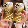 Gorgeous Letters "M W" For Samsung A73 A72 A71 A42 A56 A55 A54 A53 A52s A52 A51 A36 A35 A34 A33 A32 A16 Golden Glass Phone Case