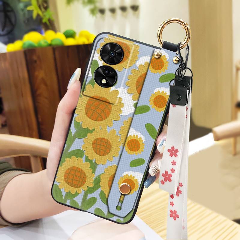 Fashion Design Oil Painting Phone Case For TCL 505/T509K/T5094 Wrist Strap Lanyard Anti-dust Silicone Waterproof Durable
