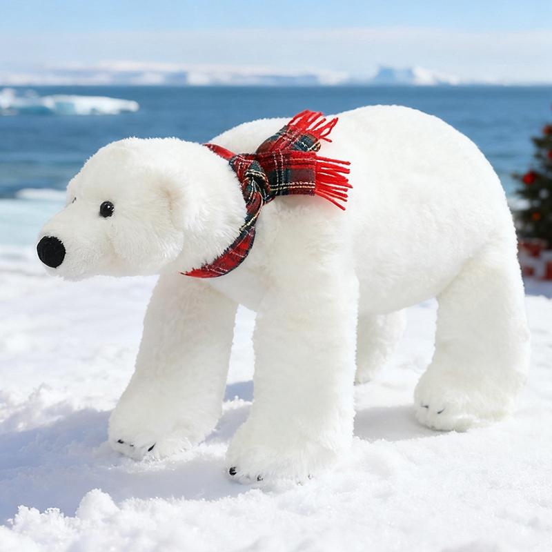45/60cm Cartoon Giant Polar Bear Plush Doll Pillow Wearing Scarf White Bear Animal Stuffed Toy Home Decor Gift For Children