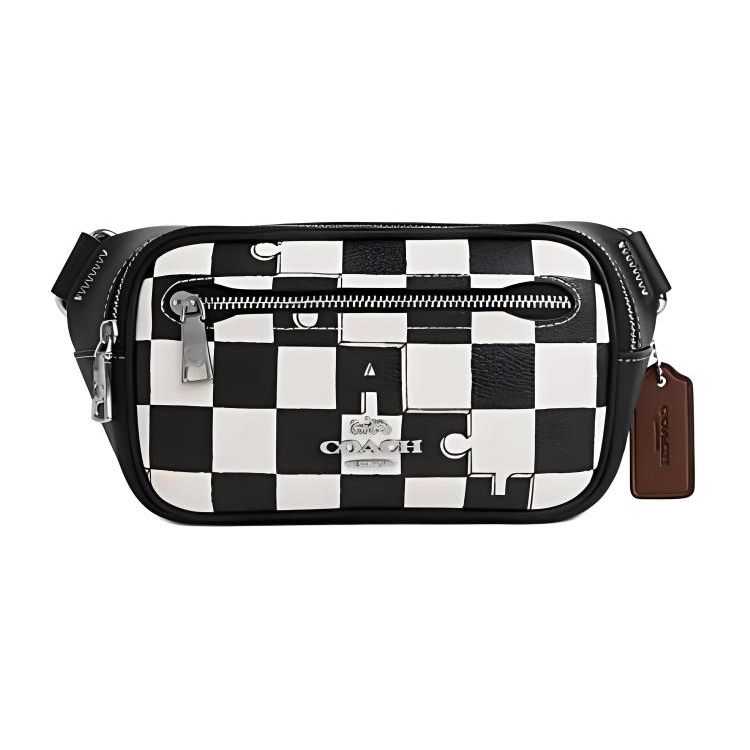 

Coach Elias 21 Checkered Print Leather And Synthetic Leather Waist Bag Small Men waist bag Black White CR210-SVA16 Basic Set (Bag+Dust Bag)