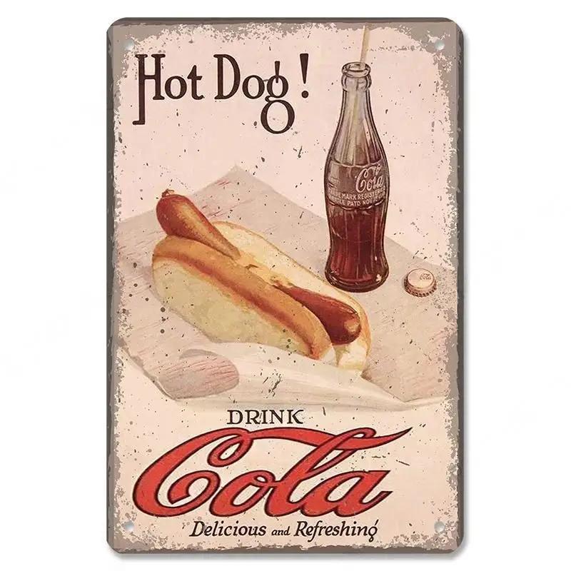 Cola Soft Drinks Poster Metal Tin Signs Vintage Girls Drink Cola Bottles Metal Plate Wall for Bar Pub Club Restaurant Decor