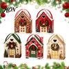 Reusable Holiday Treat Boxes Christmas Wonderland Cottage Gift Box, House Shaped Paper Boxes, Holders Snack Holder with Handle for Cookies Candy,