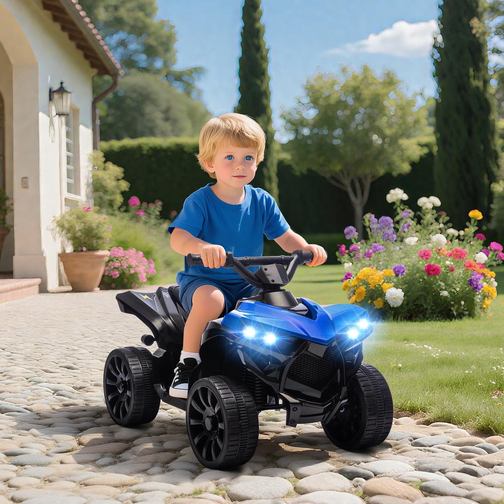 Kids Electric Quad 6V Kids Quad with Forward, Reverse Function, Music, LED Headlights Blue