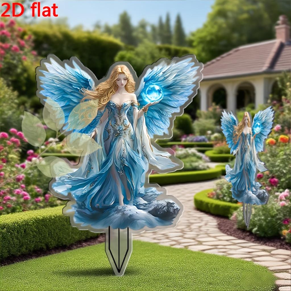 2D Flat Acrylic Ice Fairy Decorative Garden Stakes For Yard Entryway Potted Plant Home Gardening Sun Catcher Holiday Gift