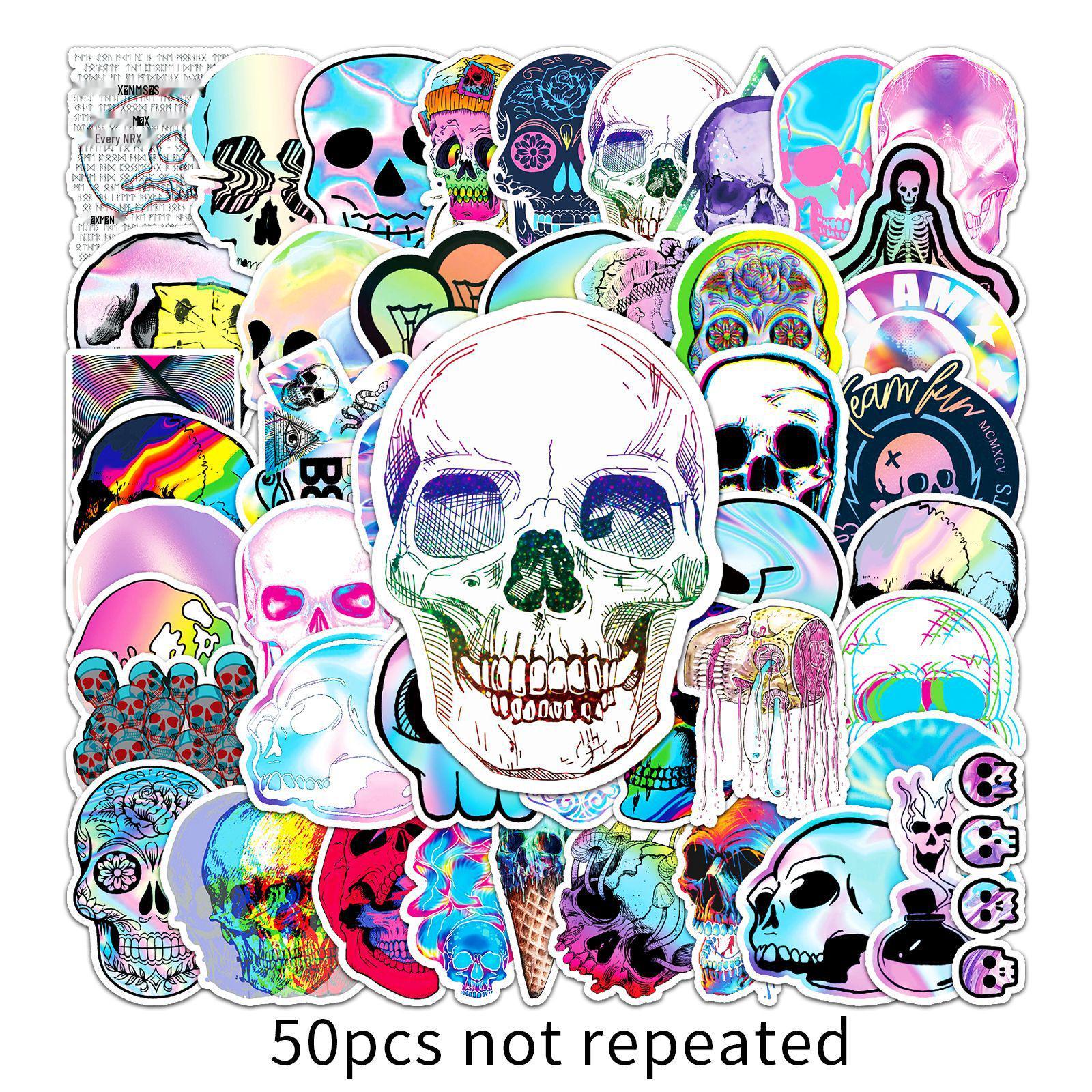 50 Skull Graffiti Trendy Waterproof DIY Stickers for Skateboards & Suitcases