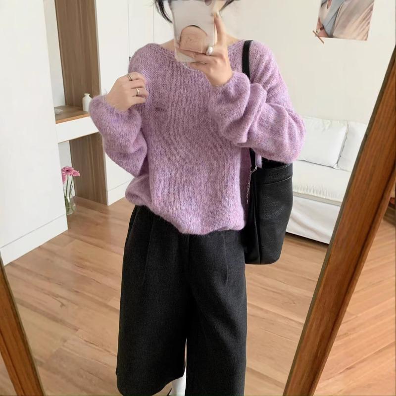 Spring new loose soft waxy thin lazy wind knitted sweater top gentle wind sweater pullover woman