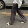 Loose High-waisted Knit Grooved Wide-leg Pants for Women, Slimming Autumn and Winter Outerwear, Draped Floor-length Straight-leg Casual Pants Trendy
