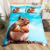 Lovely Squirrel Duvet Cover Cartoon Animal Starry Sky Moon Universe Blue Cloud Bedding Set Watercolor Painted Art Quilt Cover